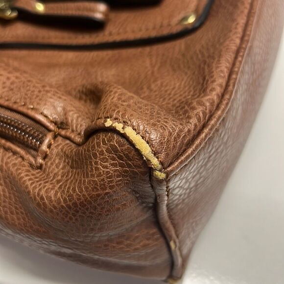 Marc Fisher Brown Zip Code Buckle Saddle Handbag - Picture 16 of 16